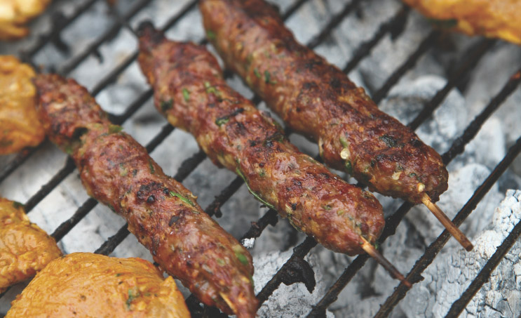 Restaurant skewers and grilled dishes